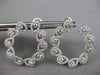 LARGE 2.96CT DIAMOND 14KT WHITE GOLD LEAF CIRCULAR HOOP CLIP ON HANGING EARRINGS
