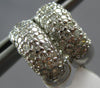 ESTATE WIDE .83CT DIAMOND 14KT WHITE GOLD MULTI ROW HUGGIE HANGING HOOP EARRINGS