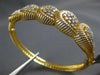 WIDE 1.12CT DIAMOND 14KT YELLOW GOLD MULTI CLUSTER SEMI MOON FUN BANGLE BRACELET
