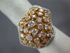 LARGE 2.88CT WHITE & PINK DIAMOND 18KT WHITE & ROSE GOLD 3D CLUSTER FLOWER RING