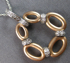 0.35CT DIAMOND 14K WHITE & ROSE GOLD 3D FLOWER MULTI OVAL FLOATING PENDANT #27903