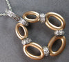 0.35CT DIAMOND 14K WHITE & ROSE GOLD 3D FLOWER MULTI OVAL FLOATING PENDANT #27903