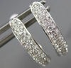 ESTATE .52CT DIAMOND 18K WHITE GOLD 3 ROW OVAL LEVERBACK HUGGIE HANGING EARRINGS