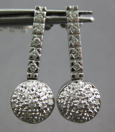 ESTATE .44CT DIAMOND 14KT WHITE GOLD CLUSTER CIRCULAR SEMI DOME HANGING EARRINGS