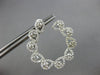 LARGE 2.96CT DIAMOND 14KT WHITE GOLD LEAF CIRCULAR HOOP CLIP ON HANGING EARRINGS