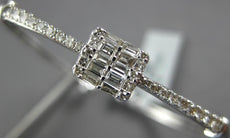 1.68CT DIAMOND 14KT WHITE GOLD ROUND & BAGUETTE CLUSTER SQUARE FLEXIBLE BRACELET
