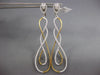 ESTATE LARGE .69CT DIAMOND 18KT 2 TONE GOLD INFINITY TEAR DROP HANGING EARRINGS