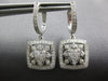 ESTATE .79CT DIAMOND 14K WHITE GOLD OPEN FILIGREE SQUARE FLOWER HANGING EARRINGS
