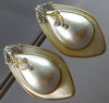 EXTRA LARGE .14CT DIAMOND & AAA PEARL 14K 2 TONE GOLD 3D HANGING EARRINGS #27898