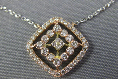 .43CT DIAMOND 14KT WHITE & ROSE GOLD 3D SQUARE FLOWER BY THE YARD LOVE NECKLACE