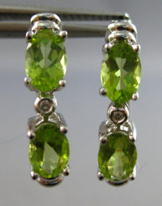 ESTATE 1.30CT DIAMOND & AAA PERIDOT 14KT WHITE GOLD HOOP HANGING EARRINGS #27907