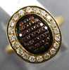 ESTATE .48CT WHITE & ORANGE DIAMOND 18K ROSE GOLD 3D CLUSTER OVAL HALO LOVE RING