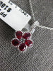 1CT DIAMOND & AAA RUBY 18K WHITE GOLD PEAR SHAPE CLASSIC FLOWER FILIGREE PENDANT