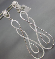 ESTATE LARGE .69CT DIAMOND 18KT WHITE GOLD INFINITY TEAR DROP HANGING EARRINGS