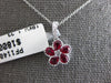 1CT DIAMOND & AAA RUBY 18K WHITE GOLD PEAR SHAPE CLASSIC FLOWER FILIGREE PENDANT