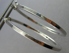ESTATE LARGE 14KT WHITE GOLD 3D CLASSIC ROUND HOOP HANGING EARRINGS #27897