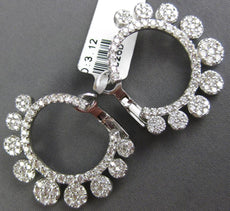 3.12CT DIAMOND 14KT WHITE GOLD 3D MULTI FLOWER CIRCULAR CLIP ON HANGING EARRINGS