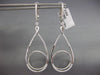 LARGE .75CT DIAMOND 18KT WHITE GOLD 3D TEAR DROP CIRCLE OF LIFE HANGING EARRINGS