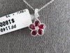 1CT DIAMOND & AAA RUBY 18K WHITE GOLD PEAR SHAPE CLASSIC FLOWER FILIGREE PENDANT