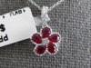 1CT DIAMOND & AAA RUBY 18K WHITE GOLD PEAR SHAPE CLASSIC FLOWER FILIGREE PENDANT