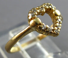 ESTATE .10CT DIAMOND 14KT YELLOW GOLD 3D CLASSIC OPEN HEART LOVE FUN RING #27893