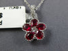 1CT DIAMOND & AAA RUBY 18K WHITE GOLD PEAR SHAPE CLASSIC FLOWER FILIGREE PENDANT