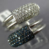 LARGE 1.14CT WHITE & BLUE DIAMOND 18KT WHITE GOLD MULTI ROW RECTANGULAR FUN RING