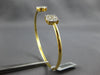 ESTATE 0.95CT DIAMOND 14KT YELLOW GOLD 3D CLUSTER ROUND FLEXIBLE BANGLE BRACELET