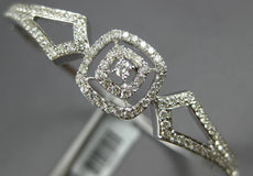 1.46CT DIAMOND 14K WHITE GOLD DOUBLE SQUARE SOLITAIRE TRIANGULAR BANGLE BRACELET
