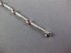 ESTATE LONG 2.73CT DIAMOND & AAA RUBY 14K WHITE GOLD ROUND BEZEL TENNIS BRACELET
