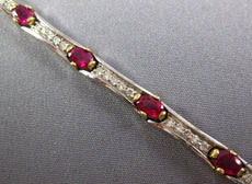 4.49CT DIAMOND & AAA RUBY 14K 2 TONE GOLD 3D OVAL & ROUND BAMBOO TENNIS BRACELET