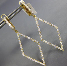 ESTATE LARGE 1.80CT DIAMOND 18KT YELLOW GOLD 3D OPEN GEOMETRIC HANGING EARRINGS