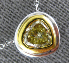 1.12CT FANCY YELLOW DIAMOND 18KT 2 TONE GOLD PEAR SHAPE SOLITAIRE LOVE NECKLACE