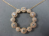 ESTATE .79CT DIAMOND 14KT ROSE GOLD 3D MULTI FLOWER CIRCLE OF LIFE LOVE NECKLACE