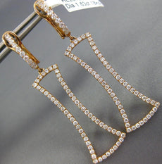 ESTATE LARGE 1.63CT DIAMOND 18KT ROSE GOLD RECTANGULAR CLIP ON HANGING EARRINGS