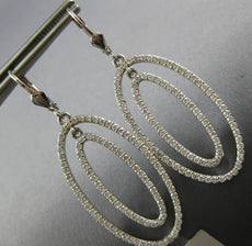ESTATE LARGE 1.58CT DIAMOND 18KT WHITE GOLD 3D MULTI LINK OVAL HANGING EARRINGS