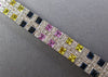 WIDE 10.28CT DIAMOND & AAA MULTI COLOR SAPPHIRE 14KT WHITE GOLD TENNIS BRACELET