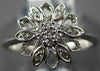 ESTATE .11CT DIAMOND 14KT WHITE GOLD 3D CLASSIC FLOWER STAR FUN RING