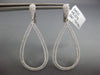 LARGE 1.10CT DIAMOND 18KT WHITE GOLD 2 ROW TEAR DROP PEAR SHAPE HANGING EARRINGS
