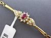 LONG .79CT DIAMOND & AAA RUBY 14KT YELLOW GOLD OVAL FLOWER ETOILE FUN BRACELET