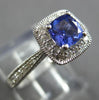 0.75CT DIAMOND & AAA TANZANITE 14KT WHITE GOLD SQUARE HALO ENGAGEMENT RING #27879