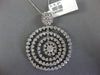 EXTRA LARGE 5.21CT DIAMOND 14K WHITE GOLD MULTI CIRCULAR FLOWER FLOATING PENDANT