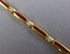LONG 2.99CT DIAMOND & AAA RUBY 18KT 2 TONE GOLD PRINCESS CHANNEL TENNIS BRACELET