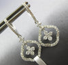 ESTATE 1.23CT DIAMOND 14KT WHITE GOLD 3D CLASSIC FLOWER HANGING EARRINGS