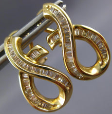 1.0CT DIAMOND 18KT YELLOW GOLD BAGUETTE TEAR DROP SEMI INFINITY CLIP ON EARRINGS