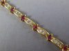 ESTATE WIDE & LONG 6.37CT DIAMOND & AAA RUBY 18KT YELLOW GOLD 3D TENNIS BRACELET
