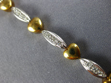 .60CT DIAMOND 14KT TWO TONE GOLD 3D MULTI HEART CLASSIC TENNIS BRACELET #1488
