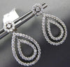 ESTATE 1.80CT DIAMOND 14KT WHITE GOLD FLOWER DOUBLE TEAR DROP HANGING EARRINGS