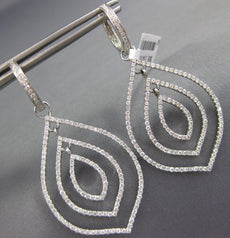 ESTATE LARGE 1.63CT DIAMOND 18KT WHITE GOLD MULTI ROW TEAR DROP HANGING EARRINGS