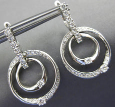 ESTATE 1.52CT DIAMOND 14K WHITE GOLD 3D FLOWER ETOILE LEVERBACK HANGING EARRINGS